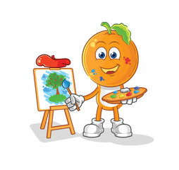 orange head artist mascot. cartoon vector