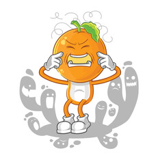 depressed orange head character. cartoon vector
