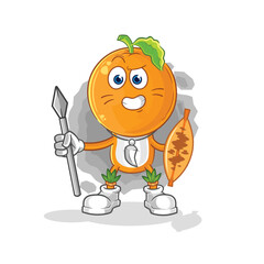 orange head african tribal fighter mascot. cartoon vector