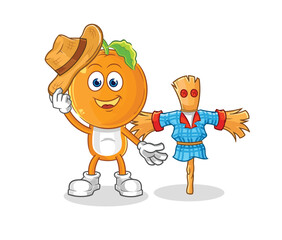 orange head with scarecrows cartoon character vector