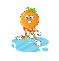 orange head ice skiing cartoon. character mascot vector