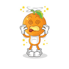 orange head dizzy head mascot. cartoon vector