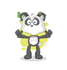 panda full battery character. cartoon mascot vector