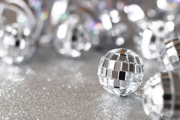 Shiny silver background with disco balls