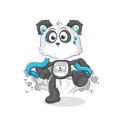 panda runner character. cartoon mascot vector
