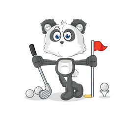 panda playing golf vector. cartoon character