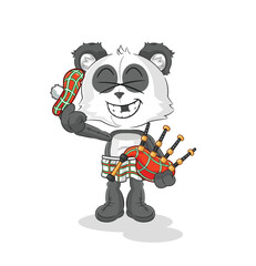 panda scottish with bagpipes vector. cartoon character