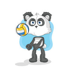 Obraz premium panda play volleyball mascot. cartoon vector