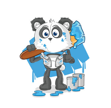 panda painter illustration. character vector