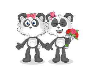 Fototapeta premium panda wedding cartoon. cartoon mascot vector