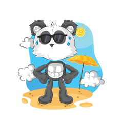 panda sunbathing in summer. character vector