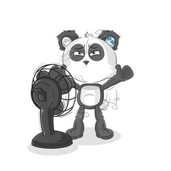 panda with the fan character. cartoon mascot vector