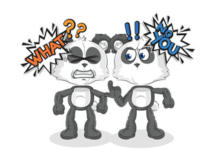 panda arguing each other cartoon vector