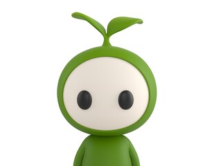 Leaf Mascot character close up portrait in 3d rendering.