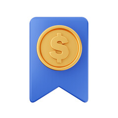 Money dollar gold icon 3d illustration render cartoon style