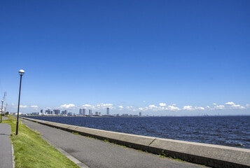 習志野：茜浜緑地から見た幕張新都心ビル群遠景