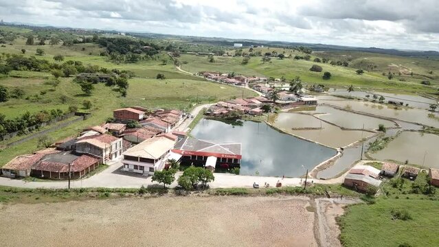 Wide view on open and green field in northeastern Brazil in Sergipe city Nossa Senhora do Socorro