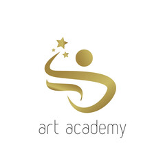 Creative art academy logo design vector
