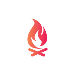 Fire silhouette burning fire flame logo design vector template.