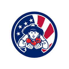 American Organic Grown Produce USA Flag Icon