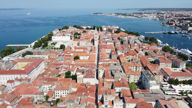 An outstanding wide view of Zara in Croatia in 4k
