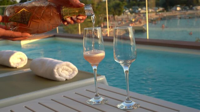 Two glass by the pool in a luxury villa in Croatia