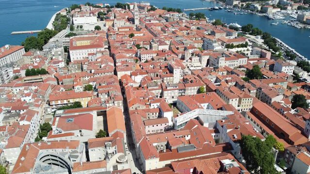 Island of Zara, Zadar filmed from above by drone in 4k
