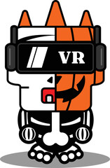 vector illustration of cartoon pumpkin mascot character halloween cute skull virtual reality