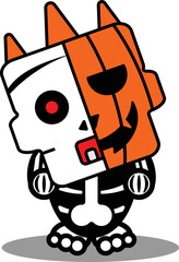 halloween cartoon pumpkin mascot character vector illustration cute zombie style