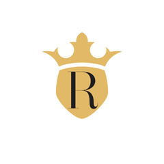 R royal luxury golden logo, decoration emblem