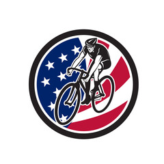 American Cyclist Cycling USA Flag Icon