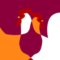 Chicken rooster hen icon character mascot animal poultry farm vector illustration.