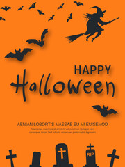 Halloween night flyer, booklet, poster, invitation card vector design template