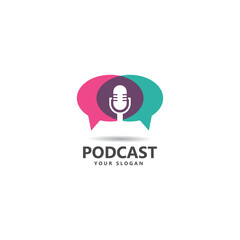 Podcast logo vector icon illustration