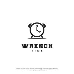 clock logo with wrench as hour hand. design modern concept