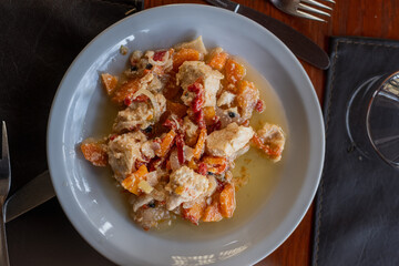 pickled chicken carrot oil and vegetables