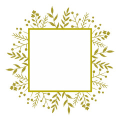 植物モチーフの四角形ゴールドフレーム