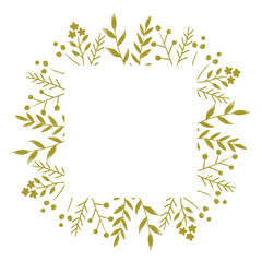 植物モチーフの四角形ゴールドフレーム