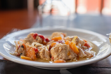 pickled chicken carrot oil and vegetables