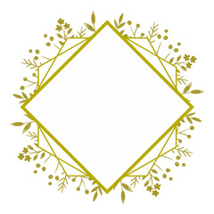 植物モチーフのダイヤ型ゴールドフレーム