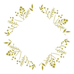 植物モチーフのダイヤ型ゴールドフレーム