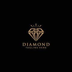 Fototapeta premium Abstract Luxury and Elegant Diamond Jewelry Line Logo Design Template