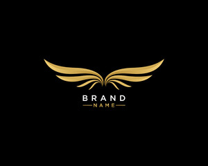 Fototapeta na wymiar Simple and elegant 3d Golden Wing Logo