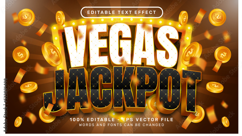 Poster vegas jackpot 3d text effect and editable text effect