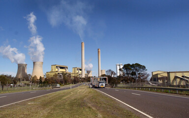 Heavy steel load in transport leaves the Loy Yang Power station in the Latrobe Valley-Victoria.