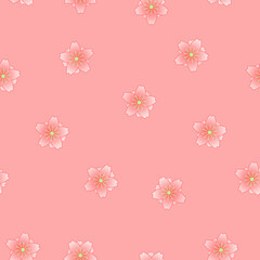 Seamless sakura blossoms pattern on pink background