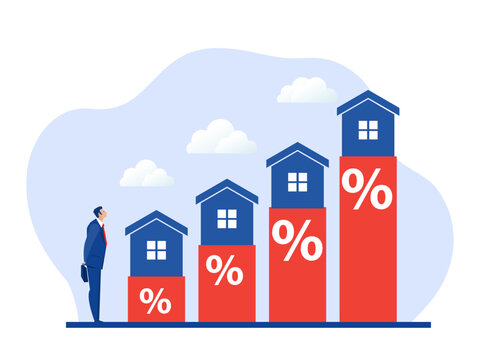 Businesses invest  in real estate or housing price rising up concept vector