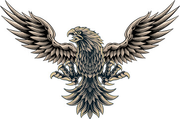 classic style eagle vector design, color editable