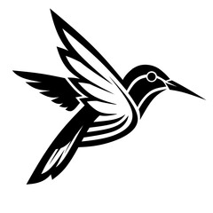 Humming bird logo design. Colibri logo black and white © sense