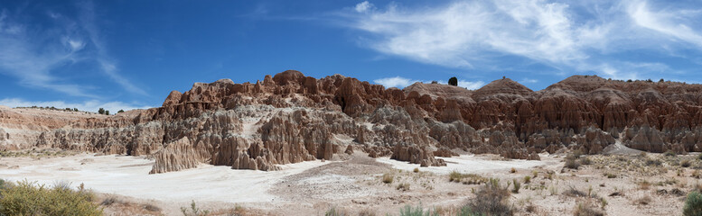 Rock Formation in the desert of American Nature Landscape. Cathedral Gorge State Park, Panaca, Nevada, United States of America. Background Panorama